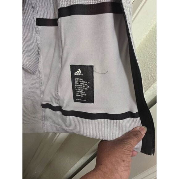 Adidas Washington Huskies Full-Zip Gray Hoodie Sweatshirt Raglan Sleeves Zipper - Picture 9 of 13